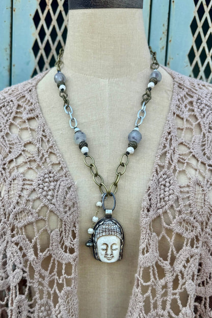Mini Carved Buddha Face Handmade Necklace - ivyandlavyboutique ivyandlavyboutique