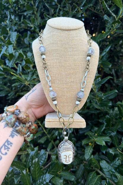 Mini Carved Buddha Face Handmade Necklace - ivyandlavyboutique ivyandlavyboutique