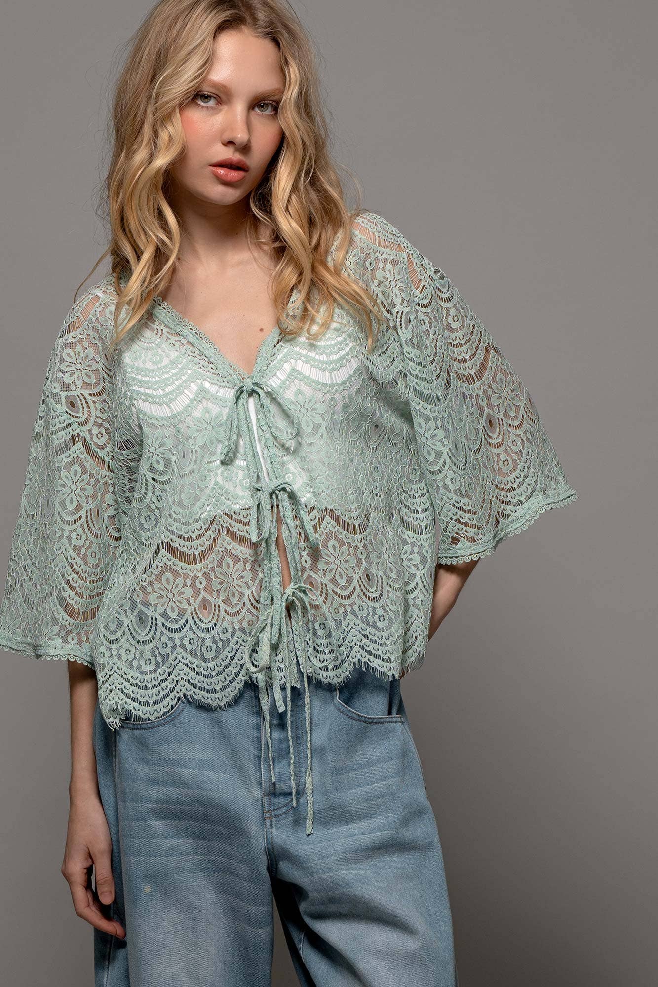 Minted Meadows Lace Top - ivyandlavyboutique Fashion Week