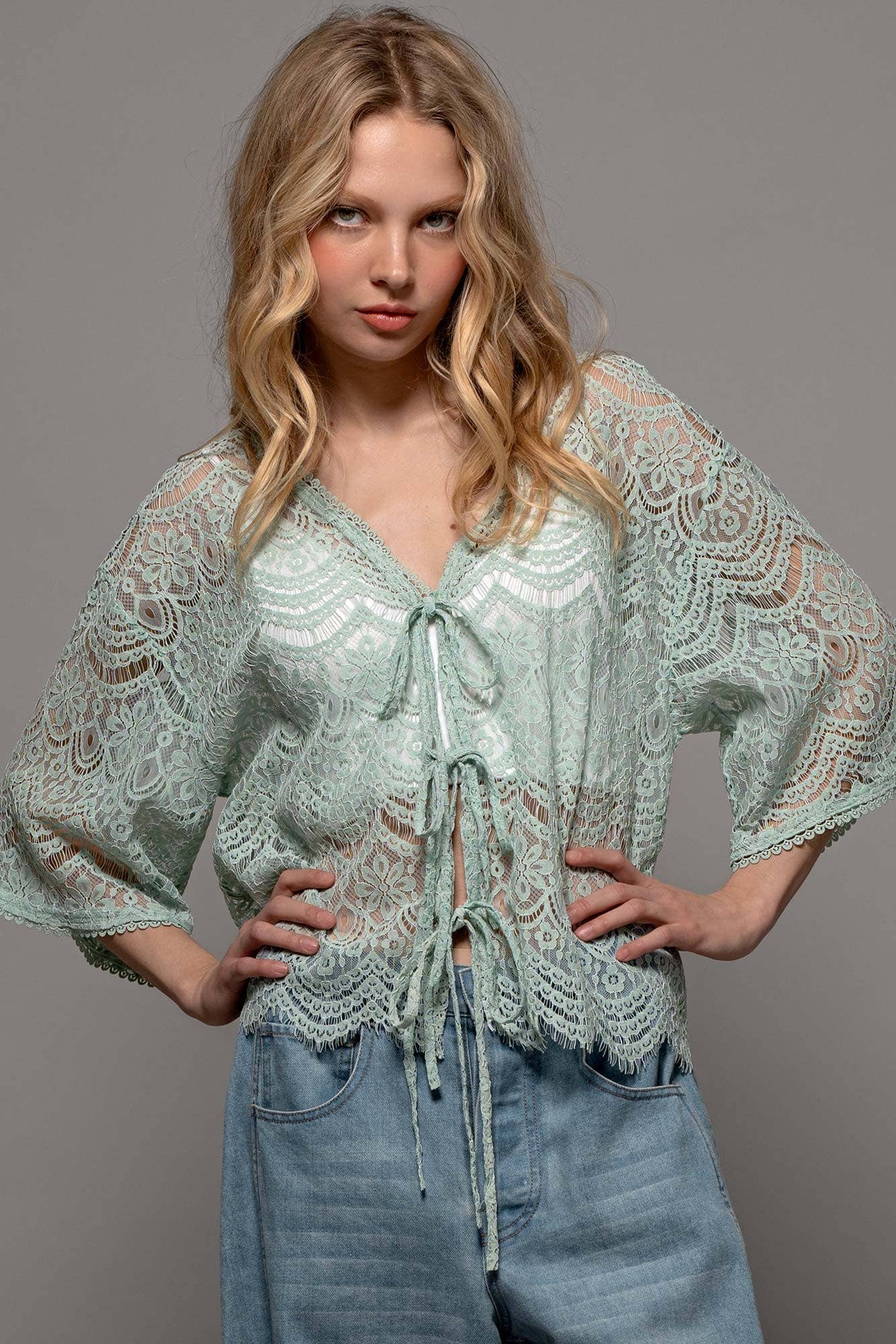 Minted Meadows Lace Top - ivyandlavyboutique Fashion Week