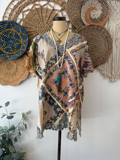 Mix it Up Patched Top - ivyandlavyboutique A Rare Bird Shop