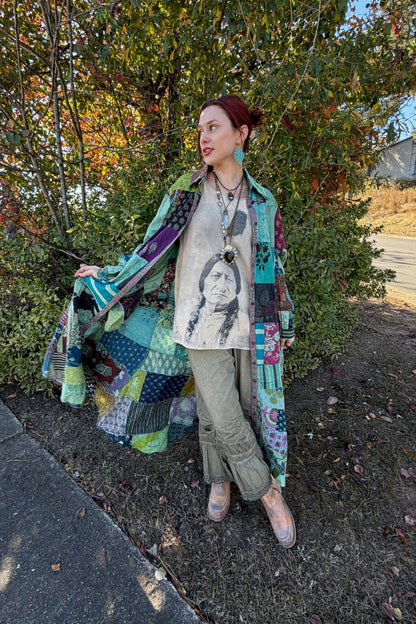Mixed Up Patchwork Duster Dress - ivyandlavyboutique Jaded Gypsy