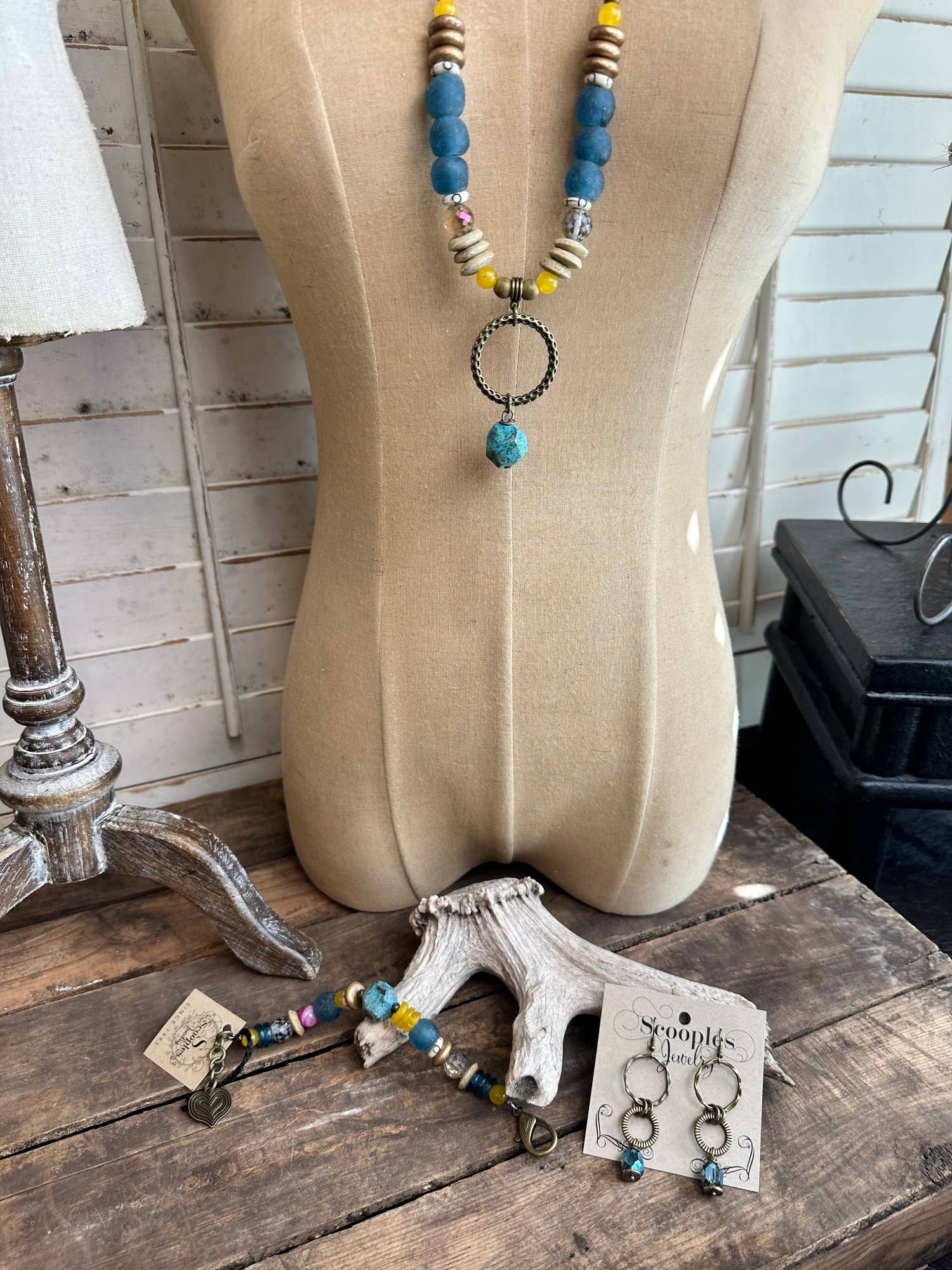 Moody Blue Turquoise Seaglass Necklace - ivyandlavyboutique Scooples Jewelry