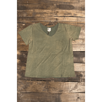Moon Dance V - Neck Tee - Vintage Moss - ivyandlavyboutique Jaded Gypsy