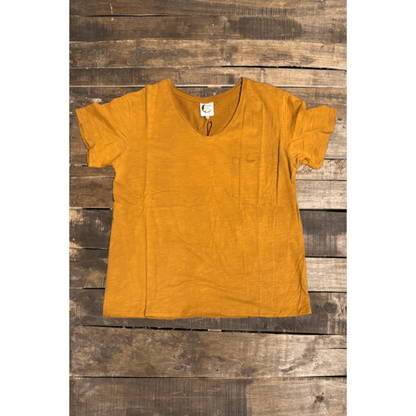 Moon Dance V - Neck Tee - Vintage Mustard - ivyandlavyboutique Jaded Gypsy