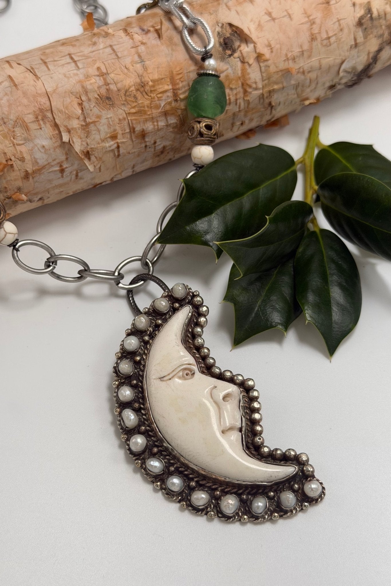Moon Mood W/ Pearl Statement Necklace - ivyandlavyboutique ivyandlavyboutique