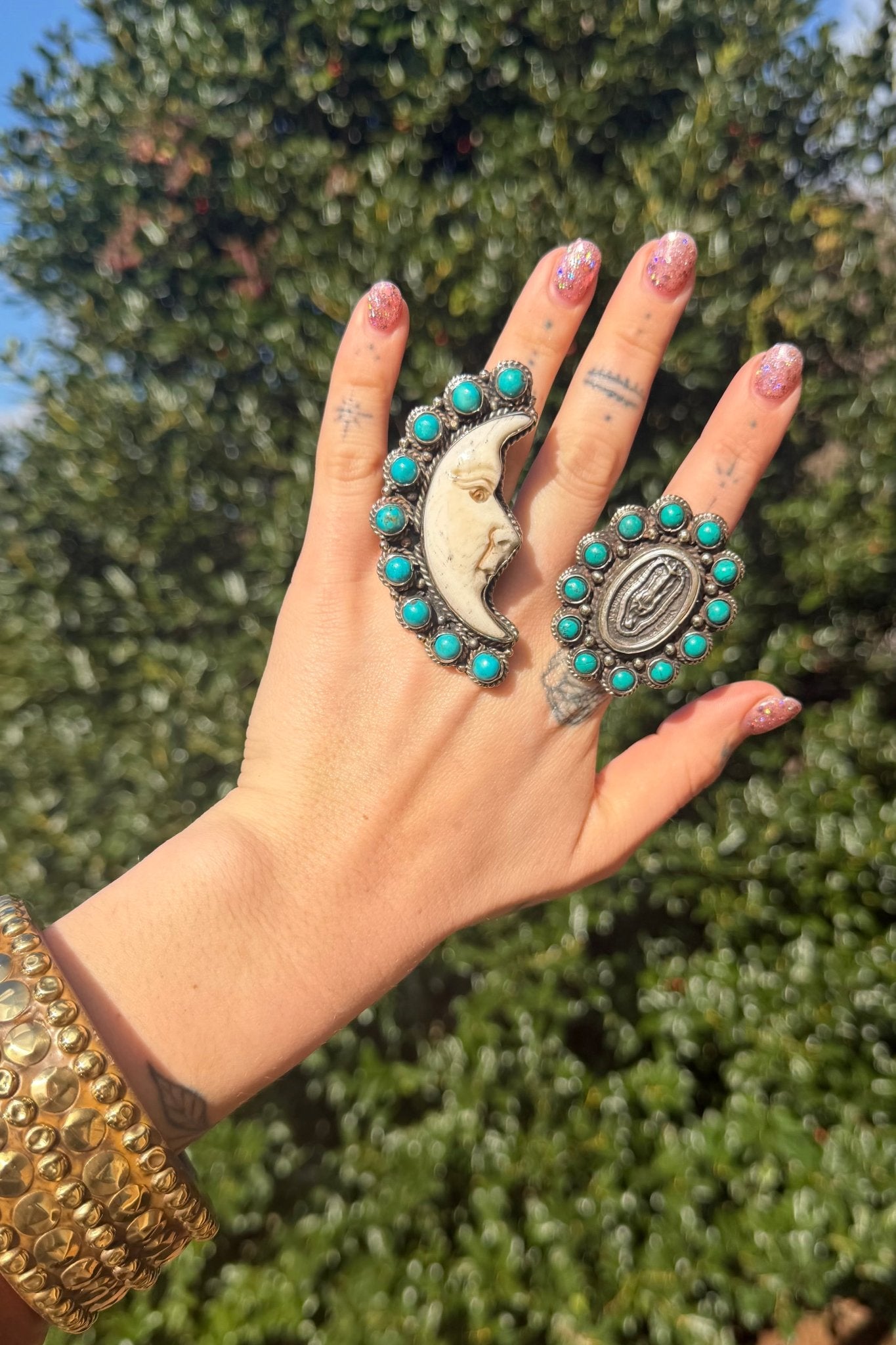 Moonlight Carved SM Turquoise Ring - ivyandlavyboutique ivyandlavyboutique