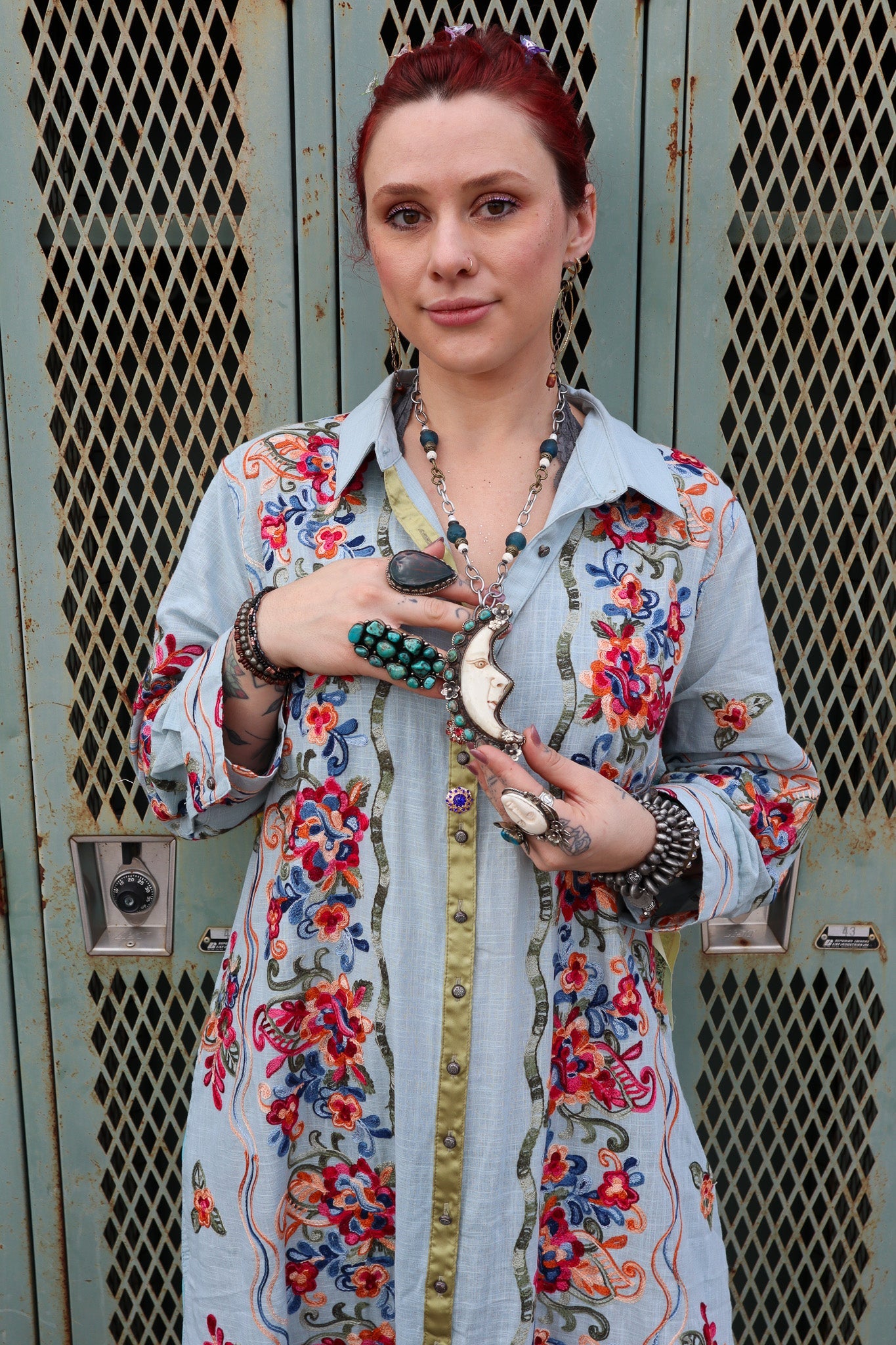 Moonlight Carved Statement Necklace w/ Turquoise - ivyandlavyboutique ivyandlavyboutique