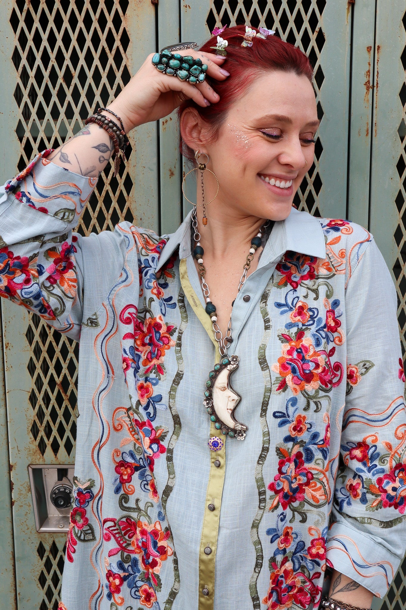 Moonlight Carved Statement Necklace w/ Turquoise - ivyandlavyboutique ivyandlavyboutique