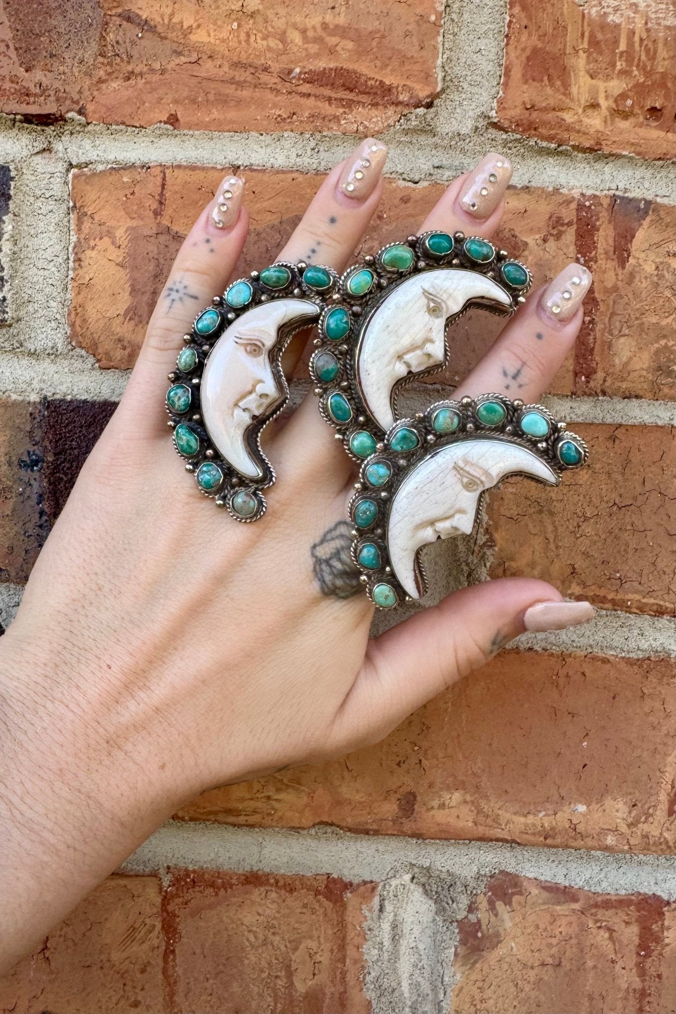 Moonlight Carved Turquoise Ring - ivyandlavyboutique ivyandlavyboutique