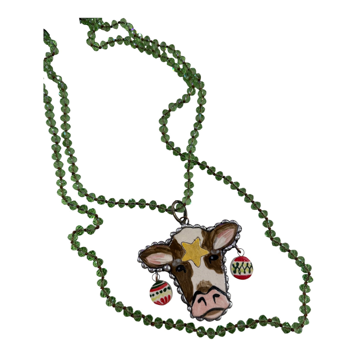 Moowie Christmas Cow Necklace - Boho Wanderlust Boutique Art by Amy