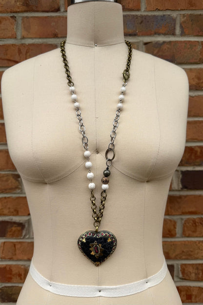 Mosaic Long Drop Statement Necklace - ivyandlavyboutique ivyandlavyboutique