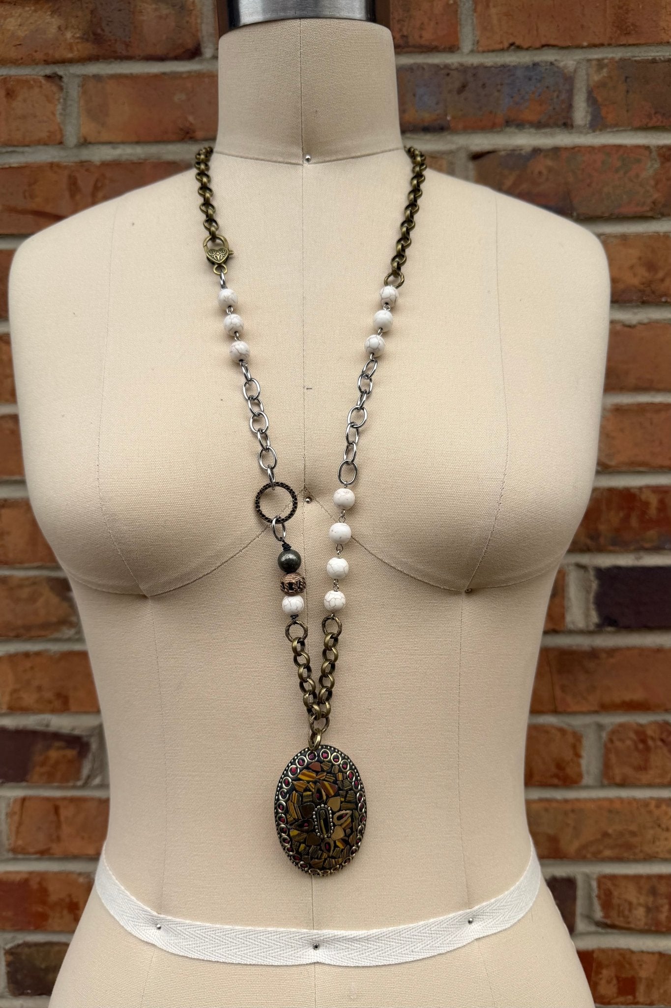 Mosaic Long Drop Statement Necklace - ivyandlavyboutique ivyandlavyboutique