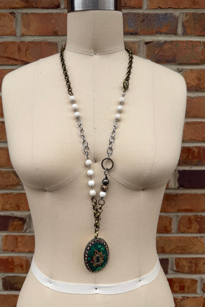 Mosaic Long Drop Statement Necklace - ivyandlavyboutique ivyandlavyboutique