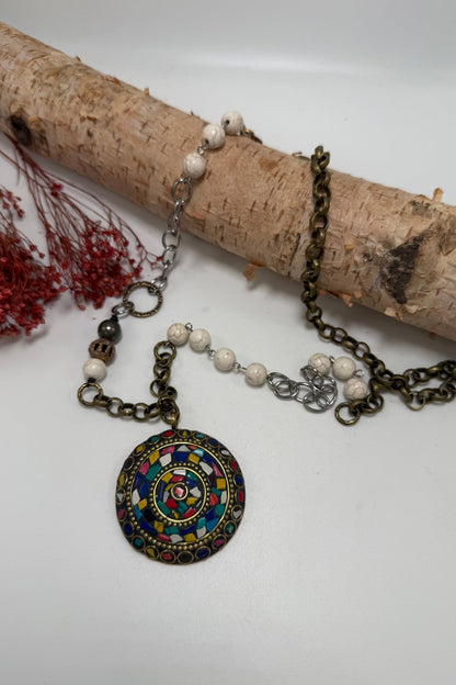 Mosaic Long Drop Statement Necklace - ivyandlavyboutique ivyandlavyboutique