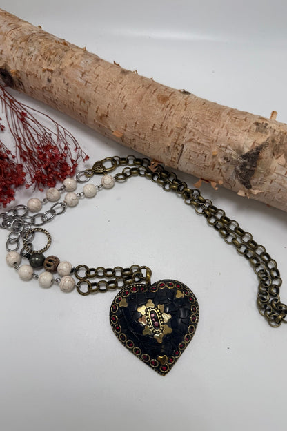 Mosaic Long Drop Statement Necklace - ivyandlavyboutique ivyandlavyboutique