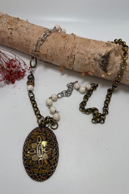 Mosaic Long Drop Statement Necklace - ivyandlavyboutique ivyandlavyboutique
