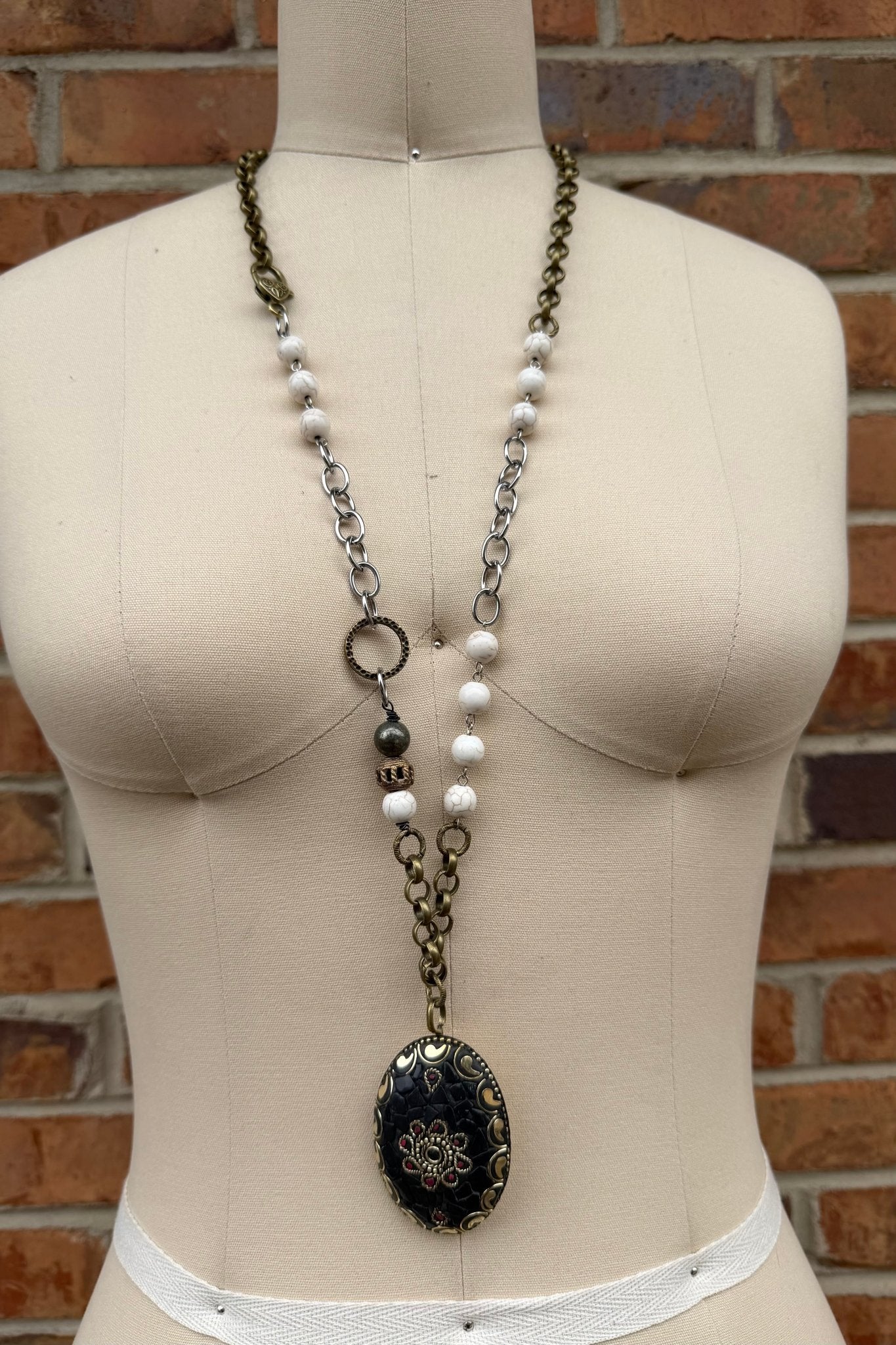 Mosaic Long Drop Statement Necklace - ivyandlavyboutique ivyandlavyboutique