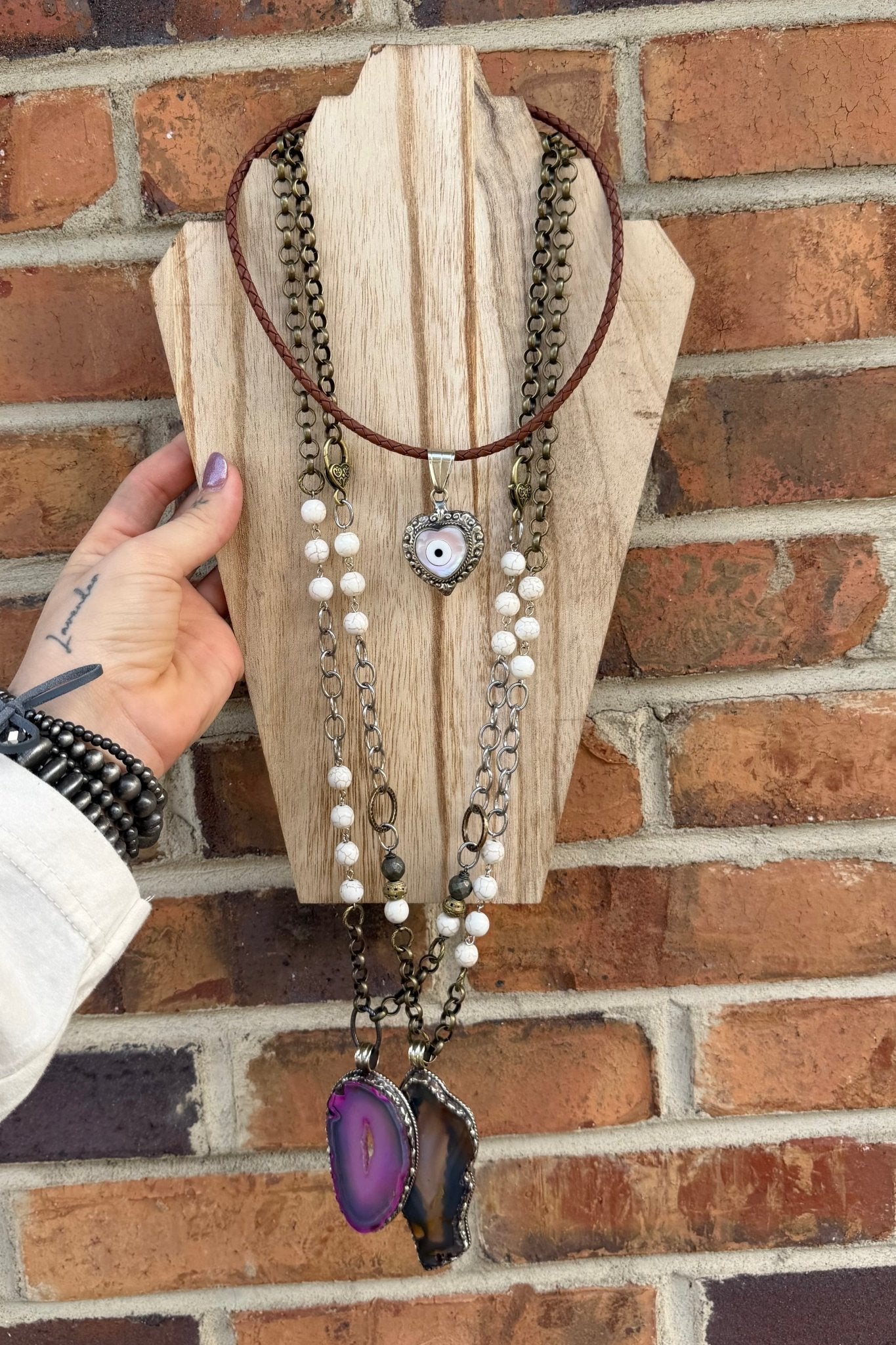 Mother of Pearl Evil Eye Heart Necklace - ivyandlavyboutique ivyandlavyboutique