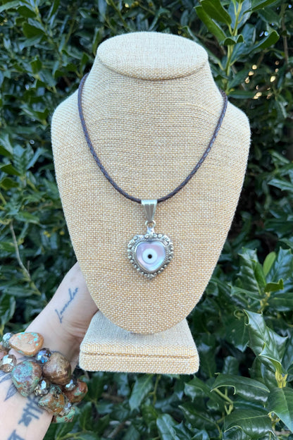 Mother of Pearl Evil Eye Heart Necklace - ivyandlavyboutique ivyandlavyboutique
