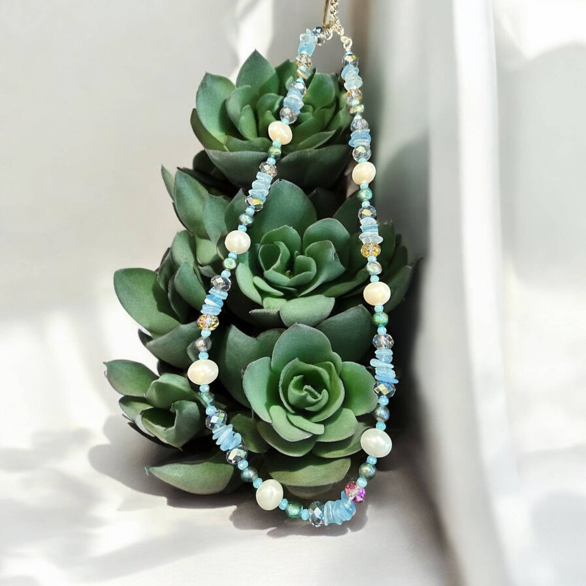 Multi Sky blue/Pearl Necklace - ivyandlavyboutique A Rare Bird Shop
