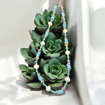 Multi Sky blue/Pearl Necklace - ivyandlavyboutique A Rare Bird Shop