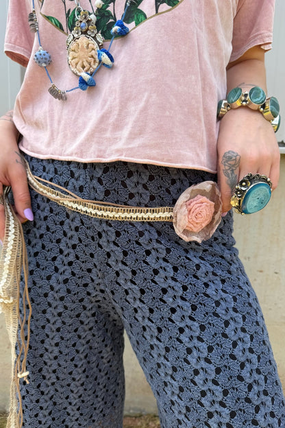 Multi - Strap Sculpted Rose Crochet Belt Choker - ivyandlavyboutique Pol Clothing