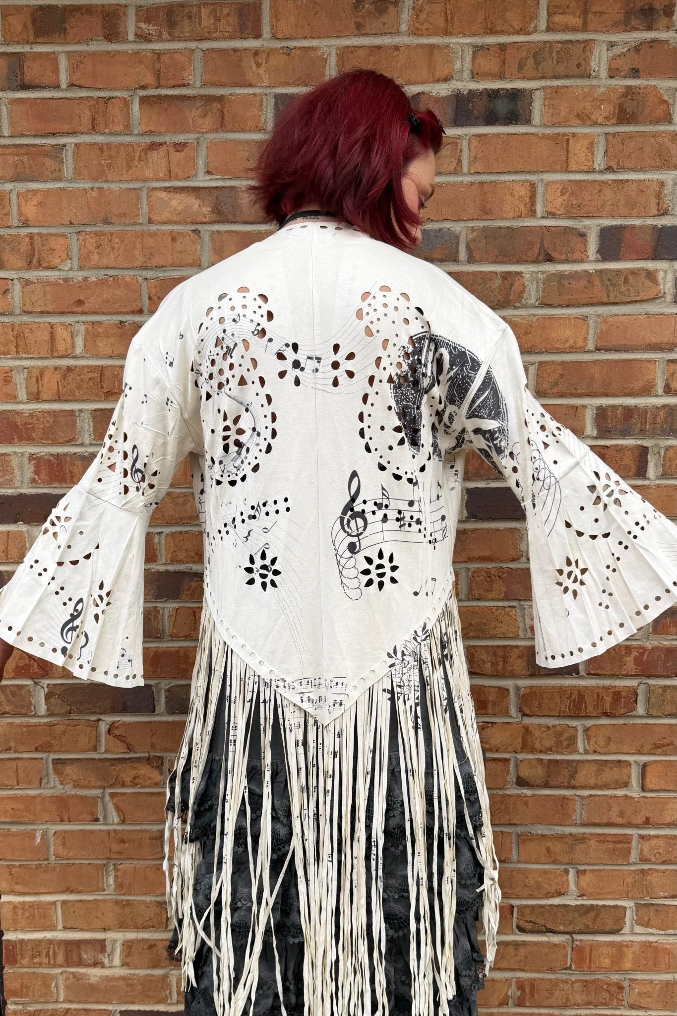 Music to my Heart Laser - Cut Buttery Faux Suede With Fringe Trim - ivyandlavyboutique Origami Apparel ~ Lace and Crochet inspired