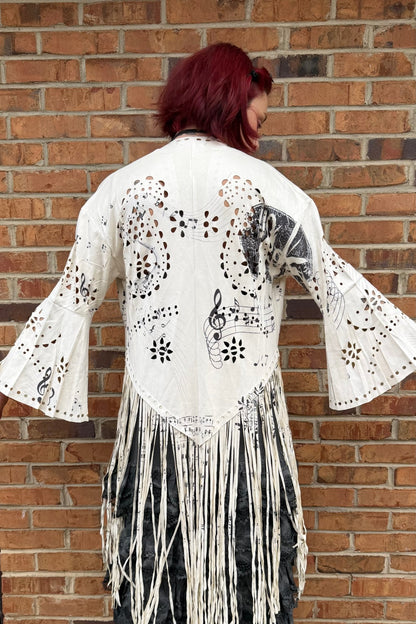 Music to my Heart Laser - Cut Buttery Faux Suede With Fringe Trim - ivyandlavyboutique Origami Apparel ~ Lace and Crochet inspired