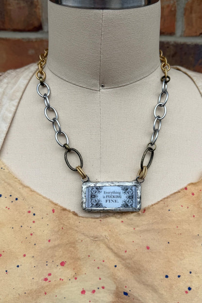 Naughty Sayings Domino Necklace - Snake Eyes - ivyandlavyboutique ivyandlavyboutique