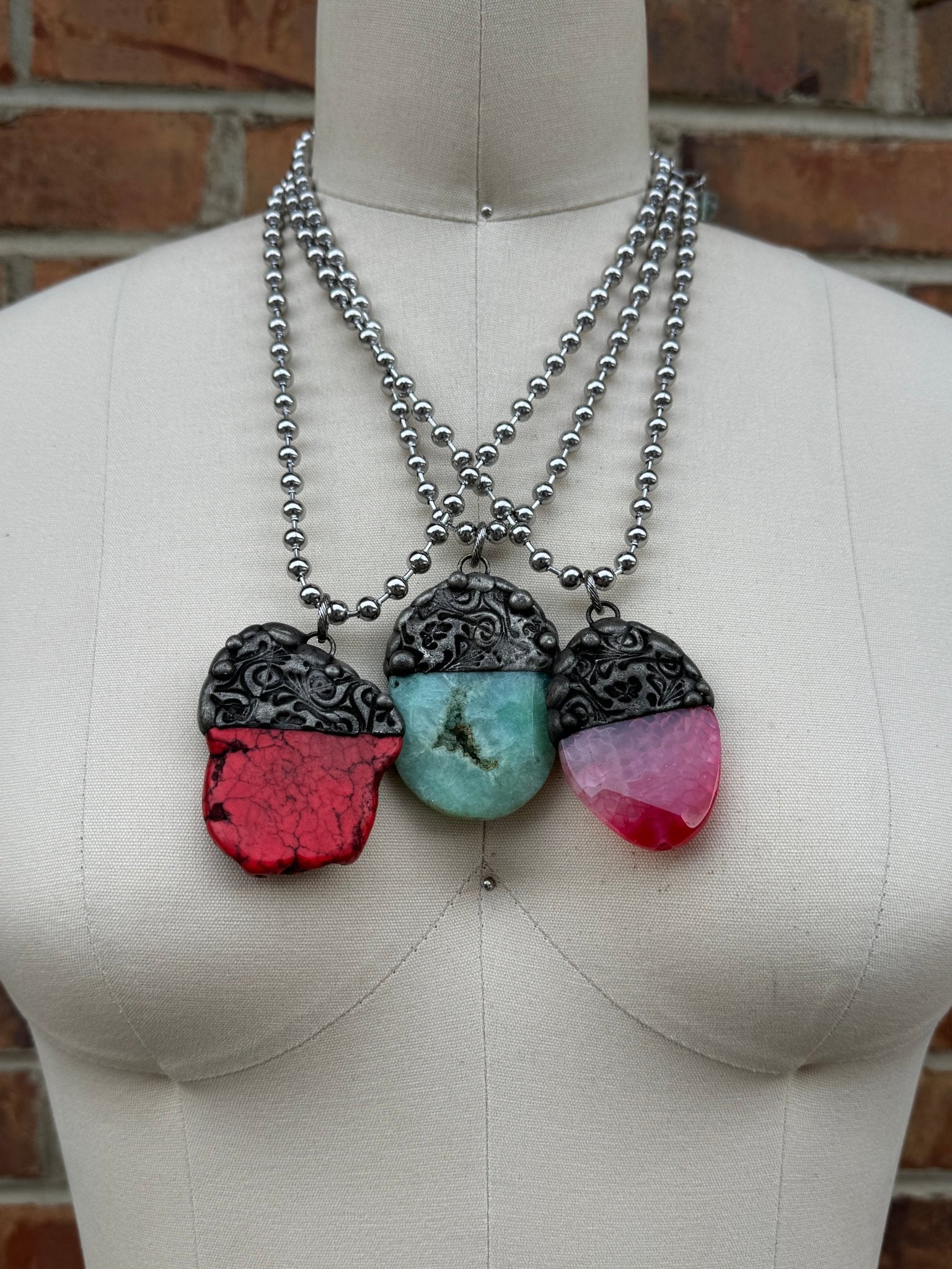 Necklace Gem Slab on Shiny - ivyandlavyboutique ivyandlavyboutique