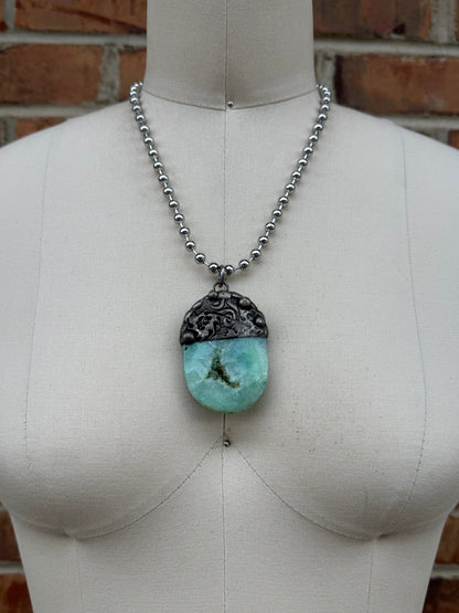 Necklace Gem Slab on Shiny - ivyandlavyboutique ivyandlavyboutique