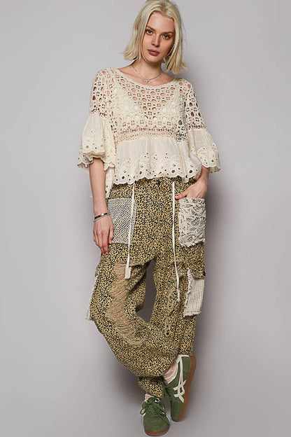 Nikki Round neck short sleeve floral eyelet crochet top - ivyandlavyboutique Pol Clothing