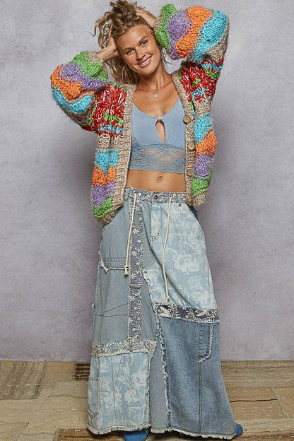 Not your Granny’s Longsleeve Striped Sweater Cardigan - ivyandlavyboutique Pol Clothing