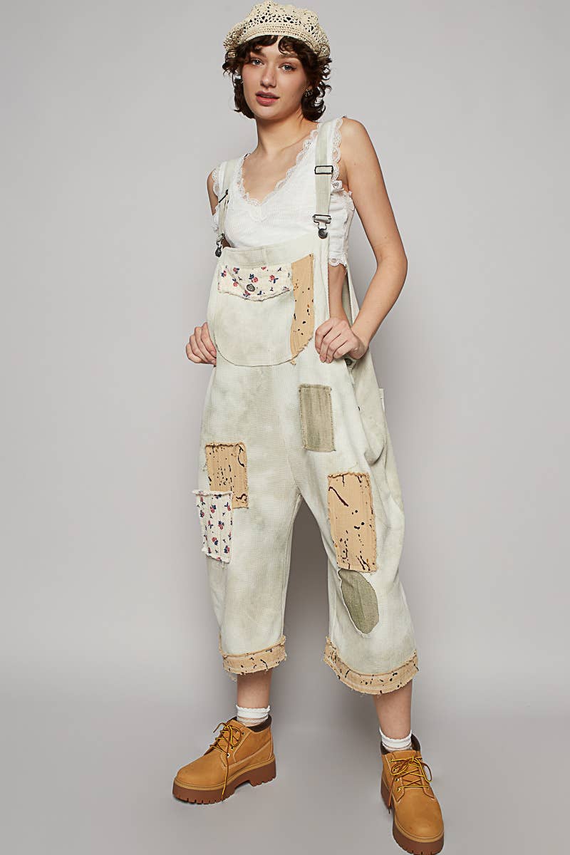 On the Go Slouchy Cropped Overalls - SAGE - ivyandlavyboutique Pol Clothing
