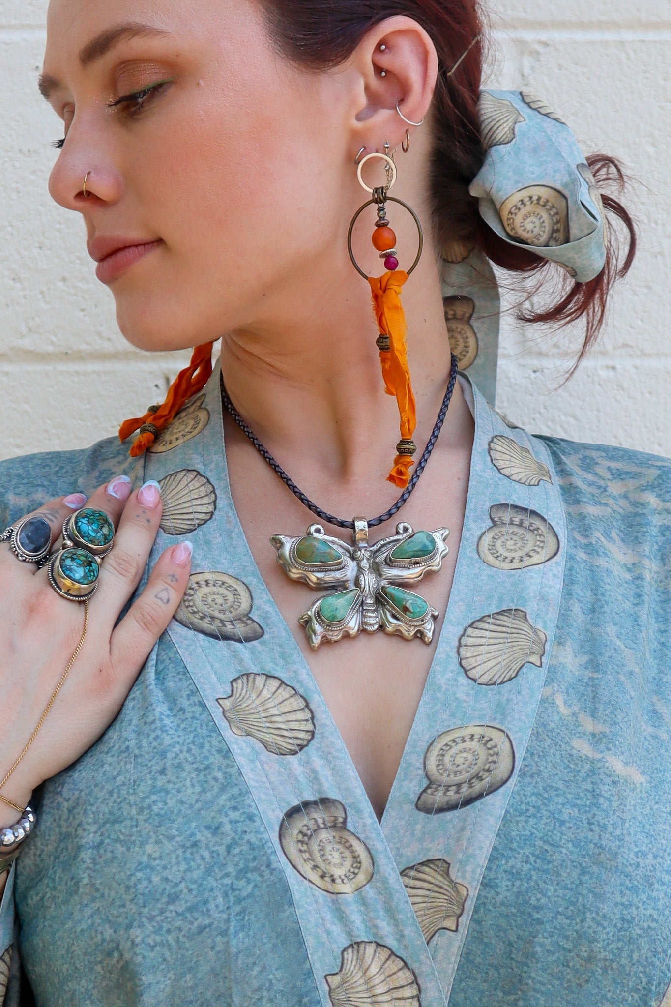 One of a Kind: Double Circle Fabric Earrings - ivyandlavyboutique Spirit Lala