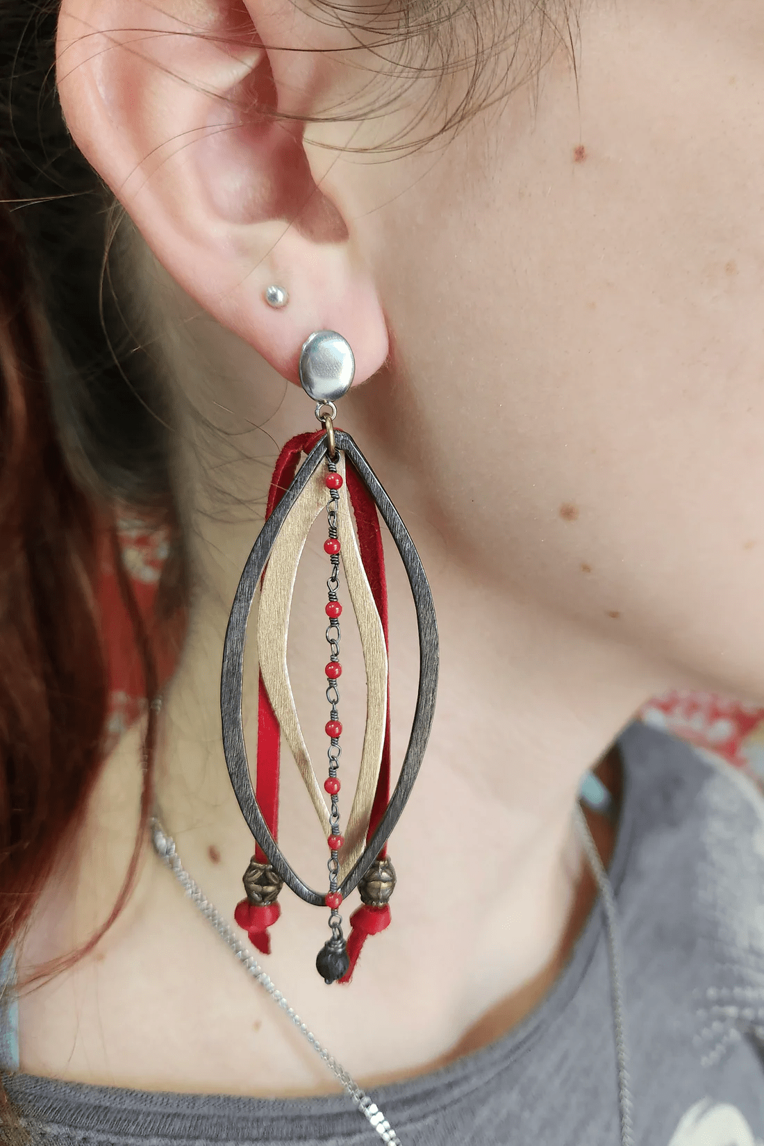 One of a Kind: Fire Leather Statement Earrings - ivyandlavyboutique Spirit Lala