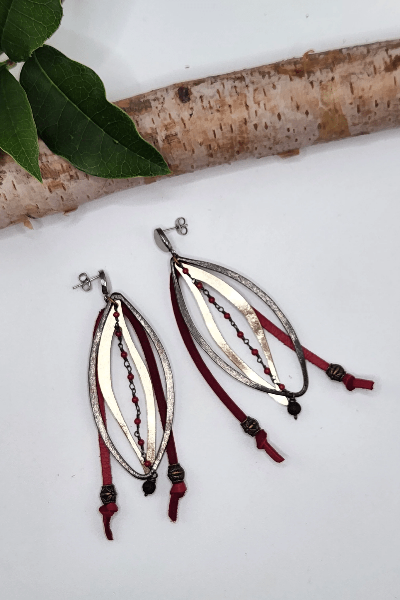 One of a Kind: Fire Leather Statement Earrings - ivyandlavyboutique Spirit Lala