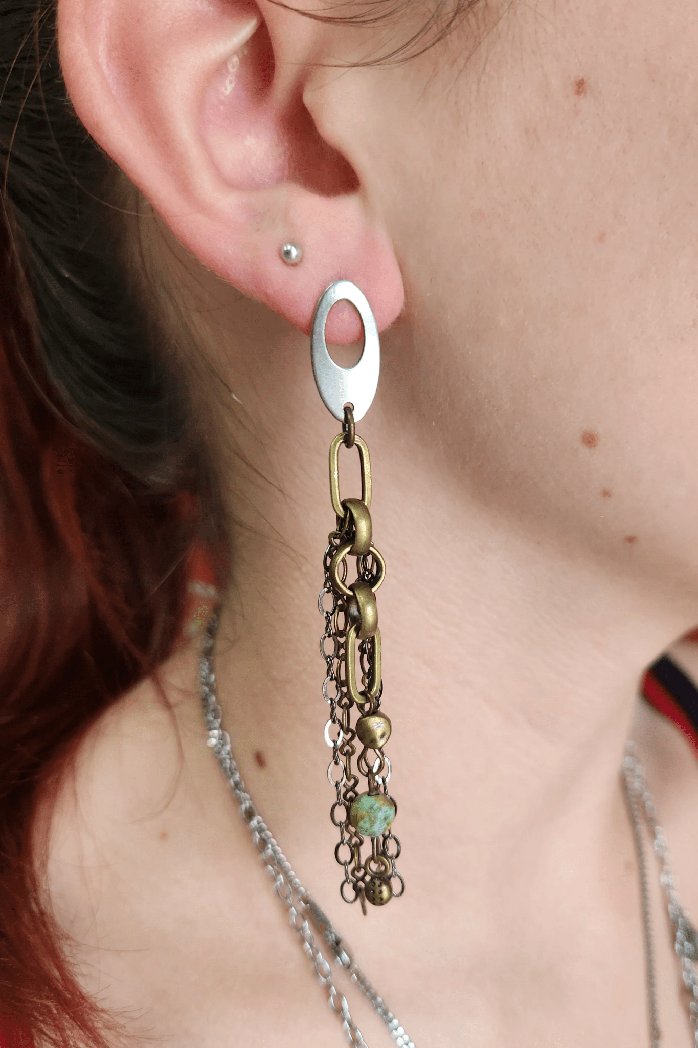 One of a Kind: Green Chain Drop Earrings - ivyandlavyboutique Spirit Lala