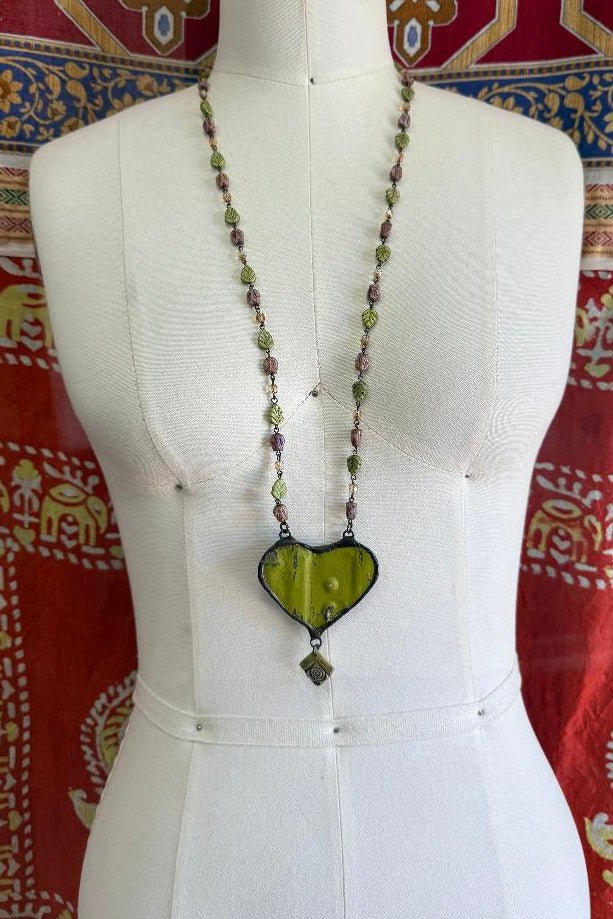 One of a Kind: Green Recycled Pendant Necklace - ivyandlavyboutique Spirit Lala