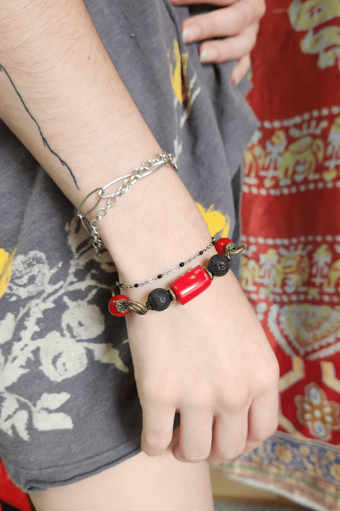One of a Kind: Jasper and Lava Stone Bracelet - ivyandlavyboutique Spirit Lala