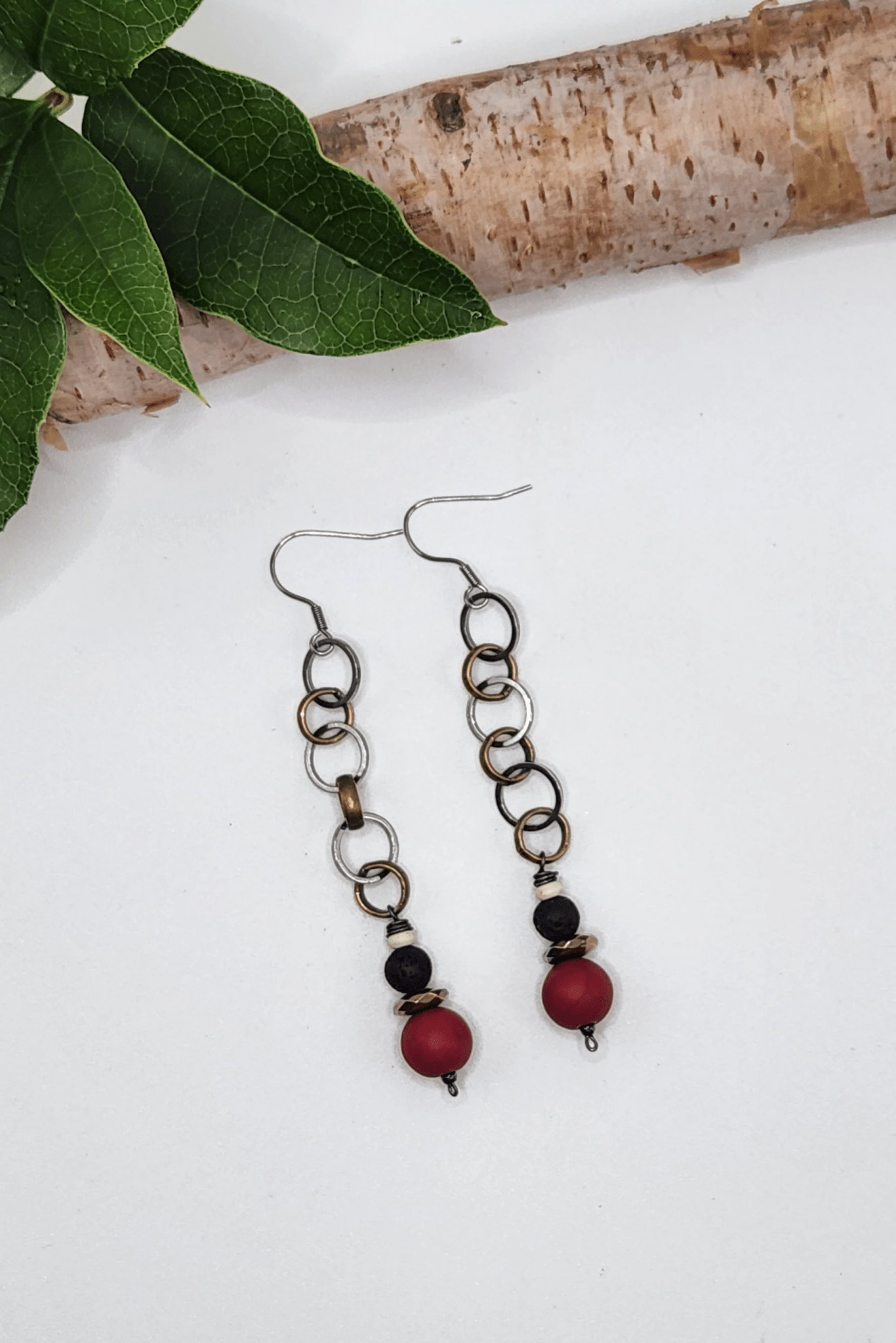 One of a Kind: Jasper Chain Drop Earrings - ivyandlavyboutique Spirit Lala
