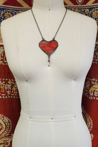 One of a Kind: Recycled Tin Red Heart Necklace - ivyandlavyboutique Spirit Lala
