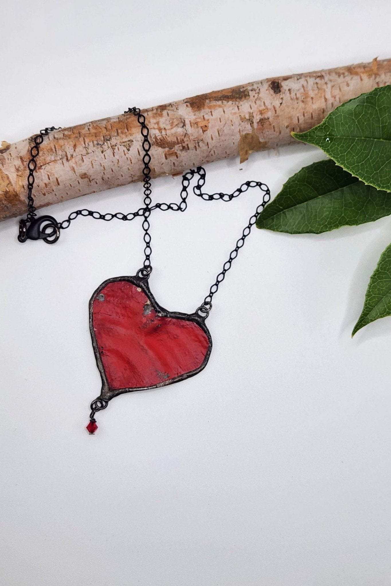 One of a Kind: Recycled Tin Red Heart Necklace - ivyandlavyboutique Spirit Lala