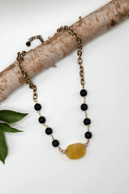One of a Kind: Yellow and Black Choker Necklace - ivyandlavyboutique Spirit Lala