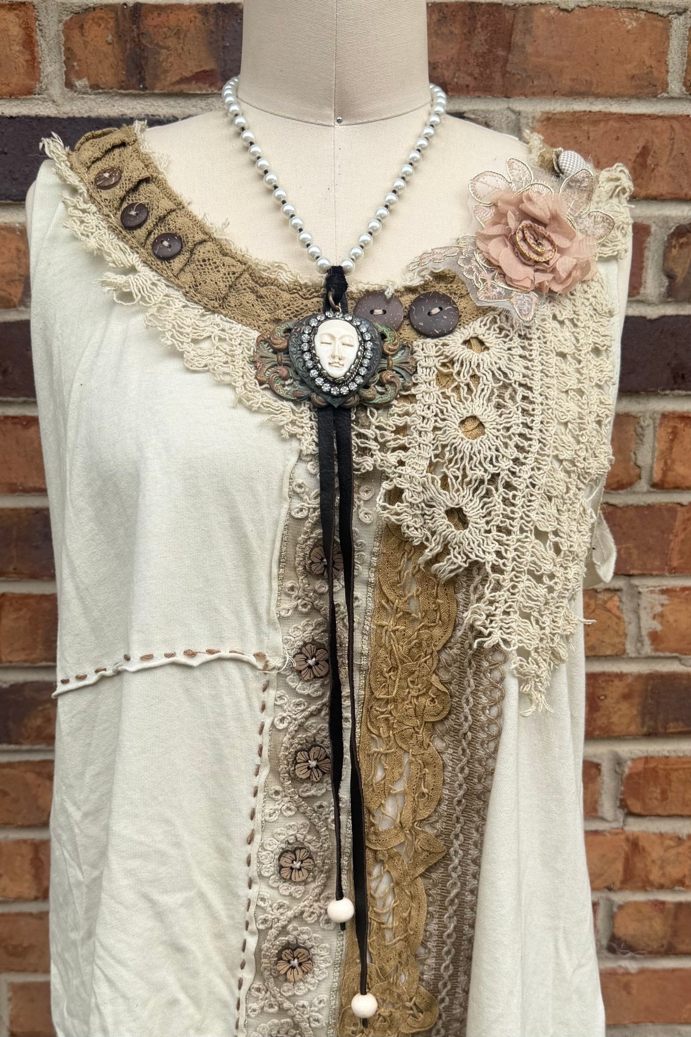 OOAK At Peace Face Necklace - ivyandlavyboutique Jaded Gypsy