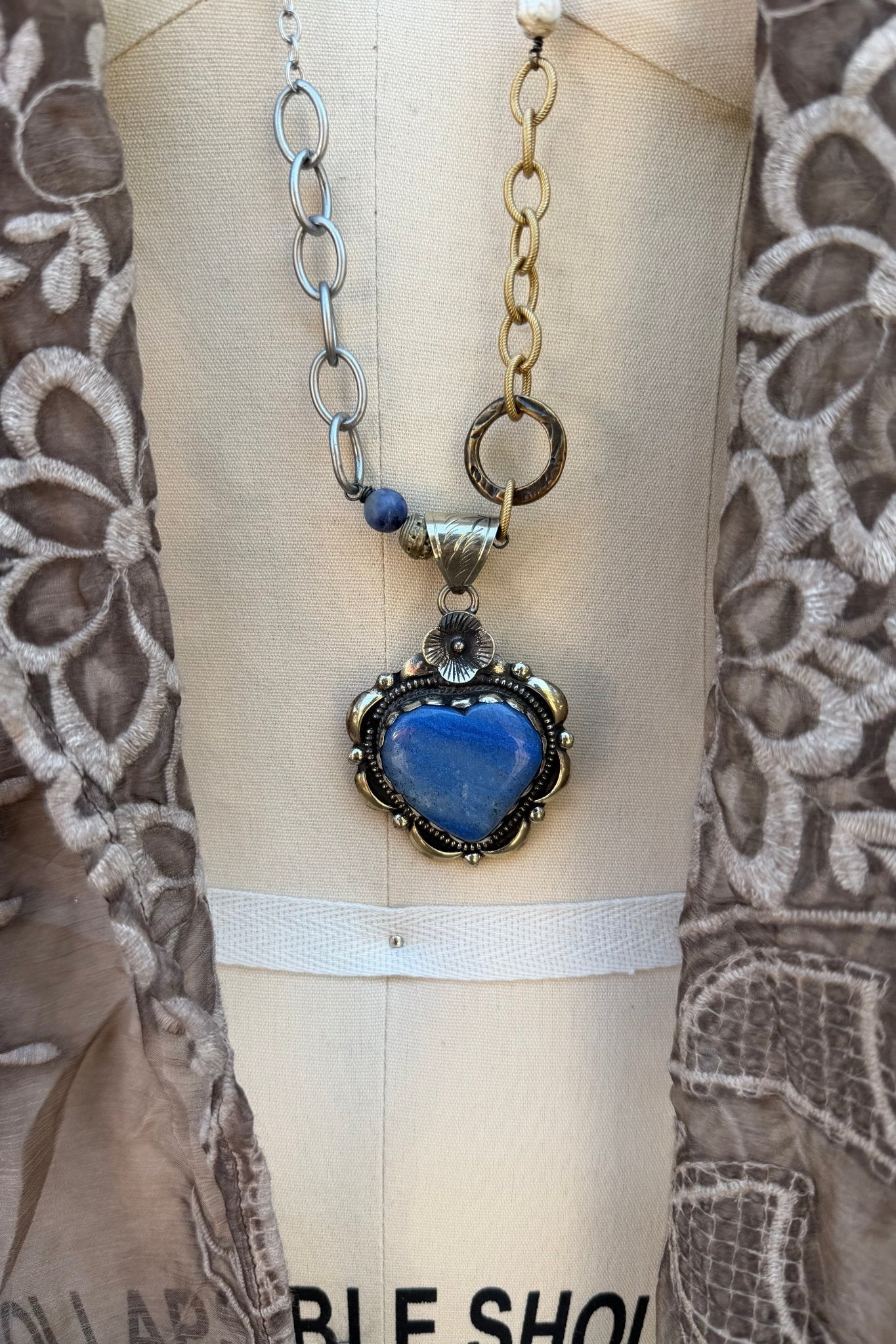OOAK Blues in the Heart Necklace - ivyandlavyboutique ivyandlavyboutique