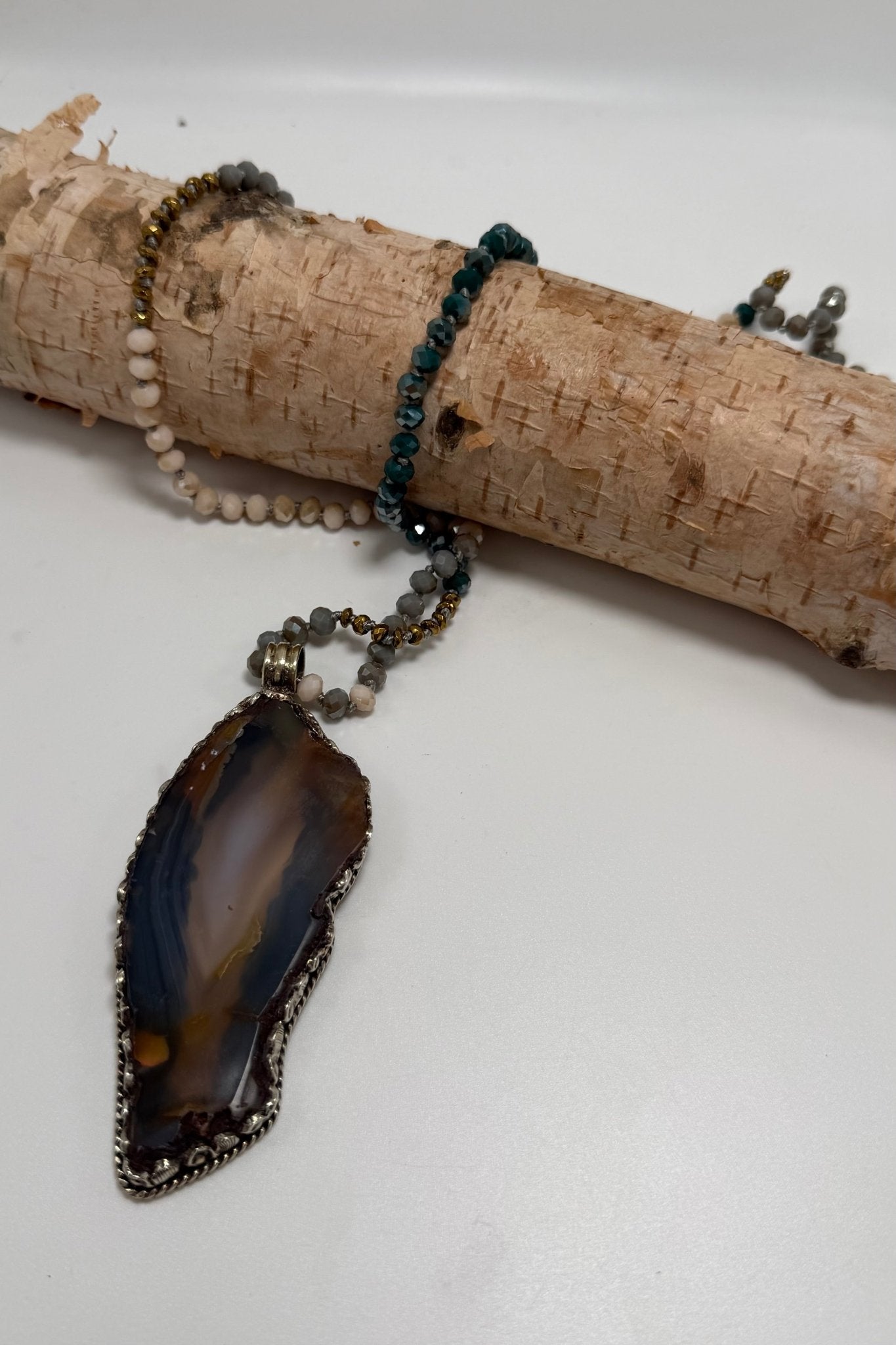 OOAK Brown Slab Necklace - ivyandlavyboutique ivyandlavyboutique