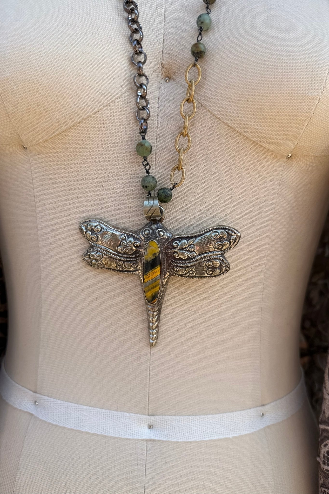 OOAK Bumblebee Dragonfly Necklace - ivyandlavyboutique ivyandlavyboutique