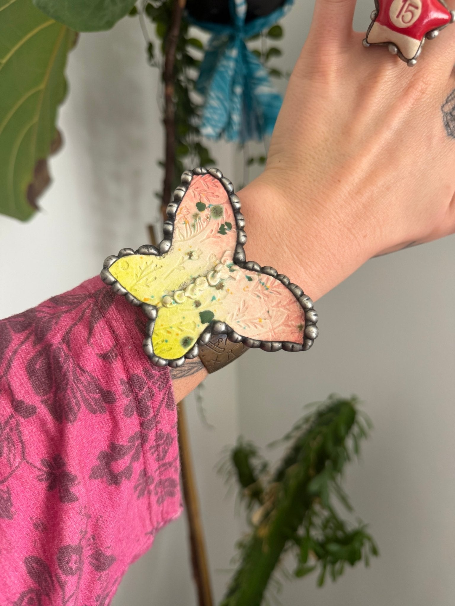 OOAK Butterfly Pottery Cuff - ivyandlavyboutique Art by Amy